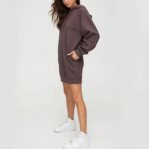 Vestido Sudadera con Capucha Oversize para Mujer, Color Liso, Manga Larga, Tejido de Algodón Transpirable, Ropa de Otoño - Product Image 3