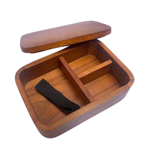 Best Design Wood Bento Box 3 Partition Board Oval Shape Wooden Bento Box From Best Exporter In India - Product Image 2