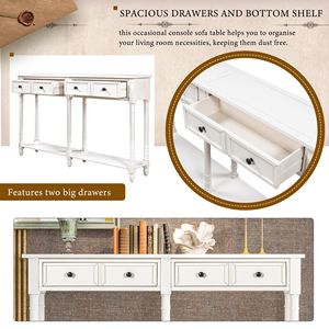 Consolle Facile da Montare con Due Cassetti Portaoggetti e Ripiano Inferiore per Soggiorno o Ingresso, Mobile Durevole ed Elegante - Product Image 4