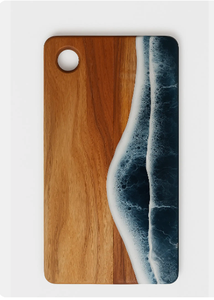 Tabla de charcutería de resina con diseño de olas oceánicas, tabla de servir queso de madera hecha a mano, bandeja de cocina estilo playa con epoxi, tabla de cortar de madera - Product Image 4