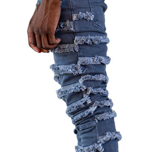 Pantalon en jean décontracté pour homme, tissu extensible respirant et confortable, coupe droite classique, vêtements de mode pour le travail et les voyages - Product Image 3