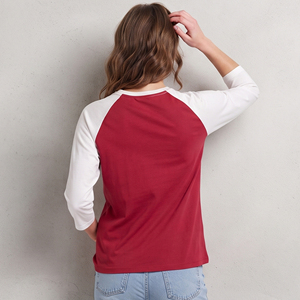 T-shirt Raglan Personnalisé Imprimé pour Femme, Manches 3/4, Col Rond, Décontracté, 100% Coton Jersey, avec Logo sur le Devant - Product Image 2