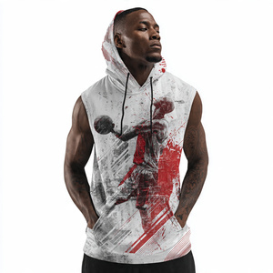 Haut de football sans manches à capuche pour homme, idéal pour l'entraînement sportif, personnalisable par sublimation - Product Image 5