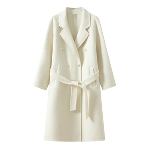<b>Women's</b> <b>Wool</b> Trench <b>Coat</b> <b>Double</b> <b>Breasted</b> Solid Color Long Sleeve Elegant Winter Outerwear With Belt Keep Warm - Product Image 6