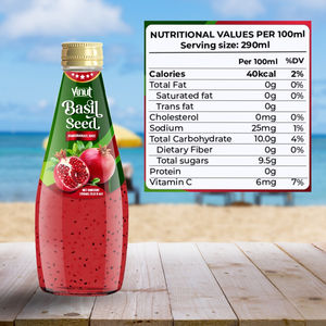 Muestra gratis VINUT Bebida de semilla de albahaca con jugo de Granada ISO HALAL KOSHER Etiqueta privada Precio al por mayor OEM ODM - Product Image 5