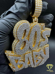 Collar Hip Hop con Colgante de Nombre de Bebé de los 80, con Moissanita, Chapado en Oro, Certificado GIA, Joyería Personalizada, Regalo para Hombres y Mujeres - Product Image 5