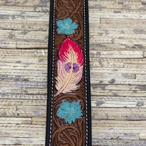 Collier pour chien en cuir véritable vintage, broderie tournesol, boucle en métal, accessoires de sac imperméables en cuir - Product Image 4