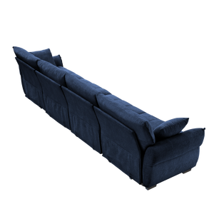 Divano Moderno a 4 Posti in Ciniglia Premium con Struttura in Legno Massello e Cuscini ad Alta Resilienza per Soggiorni, Uffici e Sale Relax - Product Image 4