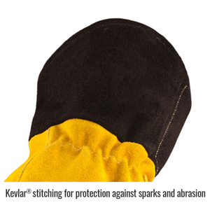 Gants de soudage TIG en cuir de vachette pleine fleur et croûte de cuir de vachette renforcés, haute performance, résistants à la chaleur et aux étincelles, pour la lutte contre les incendies - Product Image 3