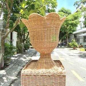New Design Indoor Decorative Rattan Pedestal <b>Vases</b> Natural Rattan Urn for Bohemian Home Decoration OEM <b>Wicker</b> Basket in Vietnam - Product Image 1