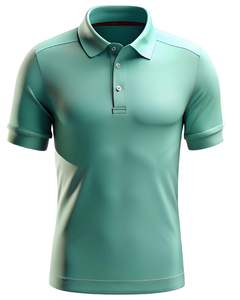 Polo pour homme vert menthe à manches courtes en coton doux et respirant, design uni élégant, adapté pour les occasions décontractées et le bureau - Product Image 1