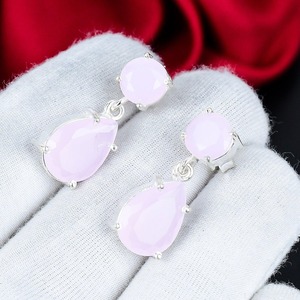 Rose Quartz Gemstone Drop Earrings 925 <b>Sterling</b> <b>Silver</b> Pear Cut Handmade Dangle Earrings Elegant Jewelry Gift for Women - Product Image 6