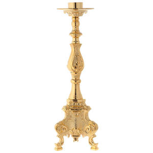 Luxury Polished Brass Candle Holder Set of 2 Tall Gold Finish Classic Design High Quality for Religious or Used Church Home - Product Image 2