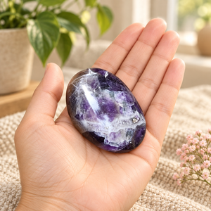 Natural Amethyst Gemstone Oval Polished <b>Worry</b> <b>Stone</b> for Anti-Anxiety Relief and Meditation Home Decoration - Product Image 4