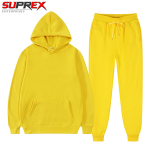 Ensemble de survêtements de sport deux pièces personnalisables en polyester respirant de haute qualité avec capuche et cordon de serrage unisexe pour l'hiver - Product Image 3