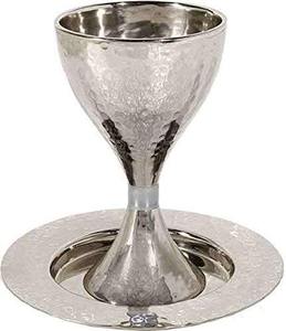 Ensemble de gobelets à vin Kiddush en nickel plaqué avec motif marbré au design unique, style moderne, durable, écologique, couleur personnalisable - Product Image 2