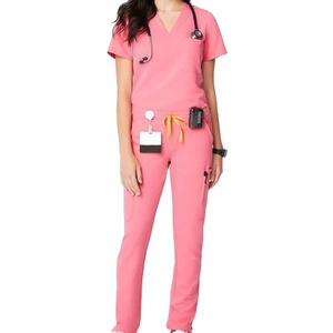 Nuevo diseño Unisex conjuntos de uniformes de enfermería 100% algodón Jersey Scrubs Top y pantalones con múltiples bolsillos para hospitales y médicos - Product Image 1