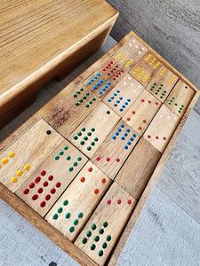 Ensemble de dominos professionnels en bois double six en gros, points colorés, boîte écologique, jeu éducatif, plaisir familial - Product Image 2