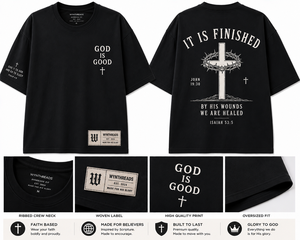 T-shirt noir surdimensionné pour homme de qualité supérieure, citation biblique sur le thème de la foi, impression de croix de Jésus-Christ, chemise décontractée en coton pour chrétiens - Product Image 1