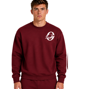 <b>Burgundy</b> <b>Men</b> Sweatshirt Crew Neck Long Sleeve Pullover Casual Fleece Top Custom Logo Streetwear Winter Sportswear Wholesale - Product Image 1