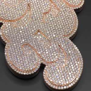 Factory Customized VVS Moissanite Silver Cuban <b>Chain</b> Pendant 3D Custom <b>Name</b> Hiphop Style Men's Iced Jewelry - Product Image 4