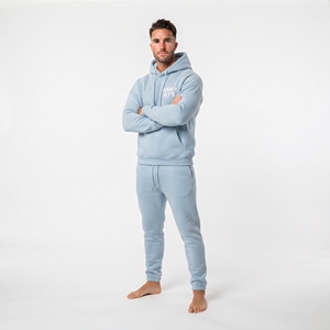 Ensemble survêtement homme lourd avec sweat à capuche et pantalon de jogging, logo personnalisé, épaules tombantes oversize, en coton, style streetwear, vente en gros - Product Image 5