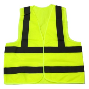 Gilet de sécurité haute visibilité unisexe en polyester, jaune avec bandes réfléchissantes noires - Product Image 5