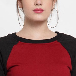 <b>Women</b> Streetwear Sweatshirts Oversized Hoodie Custom Print OEM Wholesale Bulk Winter Collection <b>Women</b> <b>Red</b> Black Raglan Sleeve - Product Image 5
