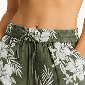 Short de plage sexy pour femme, taille mi-haute à cordon de serrage, coupe droite, couleur unie, tricoté ajouré, style club - Product Image 6