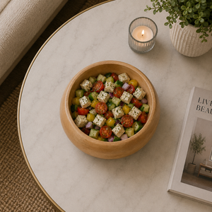 Bol à salade en bois de manguier fait main de qualité supérieure avec finition alimentaire, bol de service en bois naturel pour la cuisine, la salle à manger, les fruits et le mélange de salades - Product Image 3