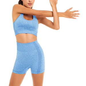 Wholesale Cheap Price Custom Solid Embroidered Casual Quick Dry Women's 2 Piece Workout Shorts & <b>Crop</b> <b>Top</b> Gym Set - Product Image 2