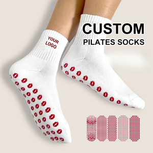 Sports Fitness Embroidery Pilates <b>Grip</b> <b>Socks</b> Anti-slip Custom Logo Embroidery Jacquard Lip <b>Grip</b> Yoga Gym <b>Socks</b> for Women - Product Image 1