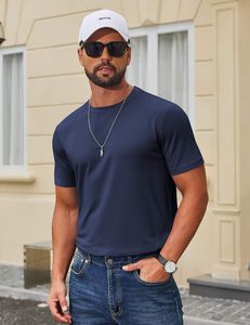 Camiseta de algodón premium para hombre, con logo personalizado impreso, estilo urbano, informal, de manga corta, cuello redondo, transpirable, suave, para verano. - Product Image 4