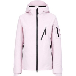 Veste de ski rose à capuche pour femme, imperméable, zippée, manteau de neige extensible dans quatre directions, veste de neige à col haut pour femme - Product Image 1