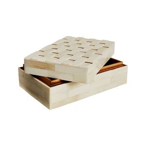 Boîte à bijoux artisanale de haute qualité en os incrusté, design oriental, forme carrée, os naturel, boîtes de rangement décoratives colorées - Product Image 6