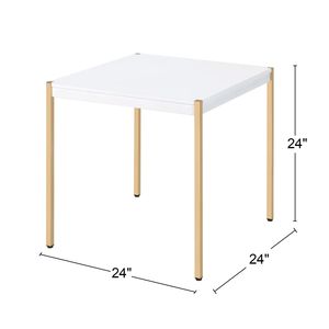 Tavolino Quadrato Bianco e Oro con Gambe in Metallo, Eleganti Tavolini da Caffè - Product Image 3