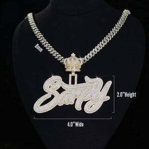 New <b>Iced</b> <b>Out</b> Bling Letters VVS Moissanite Diamond Pendant Necklaces Silver Plated <b>Chain</b> Men's Hip Hop Jewelry - Product Image 6
