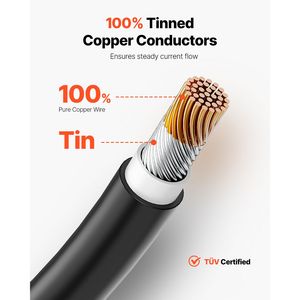Cavo di Prolunga per Pannello Solare Nero da 30 Metri 10AWG, Cavo Impermeabile PV 6mm² per Alimentazione e Prolunghe Elettriche - Product Image 2