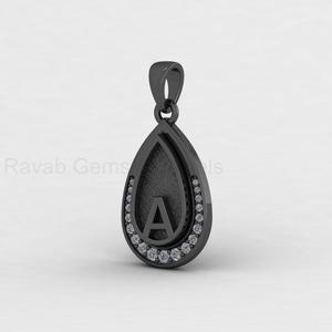 Designer 14K Gold Filled Pear Blank Bezel Charm Pendant with CZ Accent & Initial Letter for DIY <b>Keepsake</b> Resin Jewelry Findings - Product Image 4