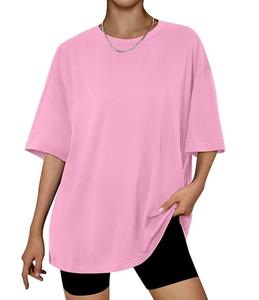 Nueva Colección de Camisetas de Mujer 100% Algodón, Manga Corta, Cuello Redondo, Hombros Caídos, Estilo Holgado, Casual, Transpirable, Bangladesh - Product Image 1