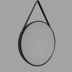 60cm Rustic <b>Round</b> Reflective Glass Wall <b>Mirror</b> with Framed <b>Black</b> Iron Surround for Decorative Living Spaces - Product Image 1