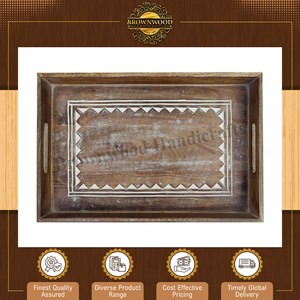 ถาดไม้มะม่วงแกะสลักด้วยมือ |   ถาดเสิร์ฟอาหารไม้ทรงสี่เหลี่ยม ดีไซน์หรูหรา พร้อมหูจับ สำหรับใช้ในบ้านและร้านอาหาร - Product Image 6