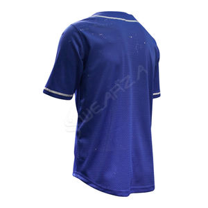 Maillot de baseball personnalisé en polyester 100 %, vêtement de sport, couleur violet avec rayures blanches. - Product Image 4