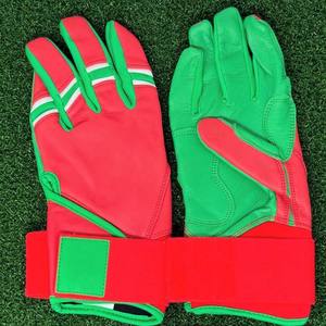 Leather Split Finger Baseball Batting Gloves Right-Handed Non-Slip Hook & Loop Closure <b>Blue</b> Baseball Catcher Adult Outfield Use - Product Image 5