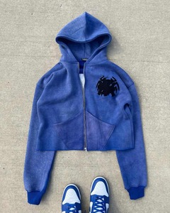 Sudadera con Capucha para Hombre, Fabricada a Medida, con Parches Bordados Vintage, 100% Algodón, Logotipo Personalizado, Lavado Ácido - Product Image 5