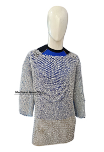 Camisa de malla de aluminio hecha a mano, de media manga, con anillos remachados redondos, armadura de Hauberk, disfraz de caballero medieval para recreación histórica - Product Image 5