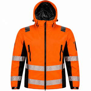 Veste de chantier unisexe d'hiver de haute qualité, entièrement zippée, haute visibilité, réfléchissante, imperméable, coupe-vent, en polyester - Product Image 6