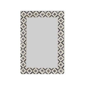 Hoteles de lujo de estilo moderno, decoración colgante de pared para el hogar, diseño de incrustaciones de hueso de madera, espejo enmarcado para baño, patrón cuadrado - Product Image 2