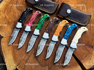 Free Personalization Factory Direct Hand Forged Damascus Steel Folding Knife Back <b>Lock</b> Razor Sharp Clip Point Custom Handle Bulk - Product Image 5