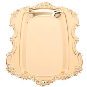 Bandeja decorativa antigua de oro, bandeja de servir de metal de lujo, bandeja rectangular tallada estilo real para té y café, para decoración del hogar, centro de mesa - Product Image 1